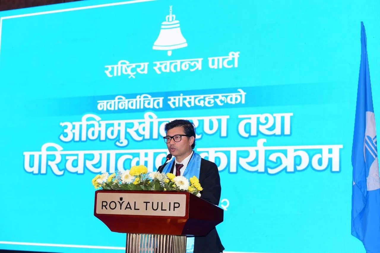 Dr. Lekhjung Thapa speaking at the Rashtriya Swatantra Party orientation programme